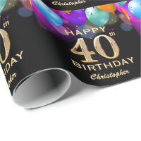40th Birthday Party Black and Gold Balloons