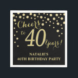 40th Birthday Party Black and Gold Diamond Napkins<br><div class="desc">40th Birthday Party Invitation with Black and Gold Glitter Diamond Background. Gold Confetti. Adult Birthday. Man or Woman Birthday. For further customisation,  please click the "Customise it" button and use our design tool to modify this template.</div>