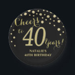 40th Birthday Party Black and Gold Diamond Paper Plate<br><div class="desc">40th Birthday Party Black and Gold Diamond Paper Plate</div>