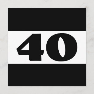 40th Birthday Party Black and White Modern W857 Invitation