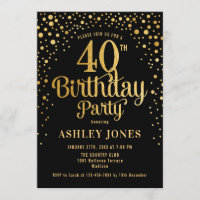 40th Birthday Party - Black & Gold