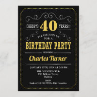 40th Birthday Party - Black Gold White