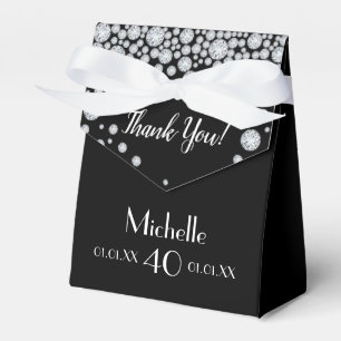 40th birthday party black white monogram thank you favour box