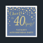 40th Birthday Party Blue and Gold Diamond Napkins<br><div class="desc">40th Birthday Party Invitation with Blue and Gold Glitter Diamond Background. Gold Confetti. Adult Birthday. Man or Woman Birthday. For further customisation,  please click the "Customise it" button and use our design tool to modify this template.</div>