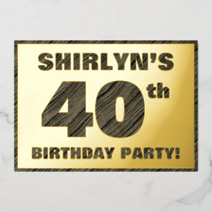 40th Birthday Party — Bold, Faux Wood Grain Text