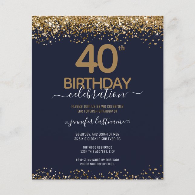 40th Birthday Party Budget Invitation (Front)