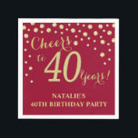 40th Birthday Party Burgundy Red and Gold Diamond Napkin<br><div class="desc">40th Birthday Party Invitation with Burgundy Red and Gold Glitter Diamond Background. Gold Confetti. Adult Birthday. Man or Woman Birthday. For further customisation,  please click the "Customise it" button and use our design tool to modify this template.</div>