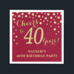 40th Birthday Party Burgundy Red and Gold Diamond Napkin<br><div class="desc">40th Birthday Party Invitation with Burgundy Red and Gold Glitter Diamond Background. Gold Confetti. Adult Birthday. Man or Woman Birthday. For further customisation,  please click the "Customise it" button and use our design tool to modify this template.</div>