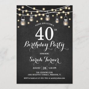 40th Birthday Party - Chalkboard Invitation