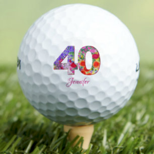 40th birthday party chic flowers number golf balls