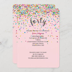 40th Birthday Party confetti Invitation
