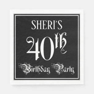 40th Birthday Party — Fancy Script + Custom Name Napkin