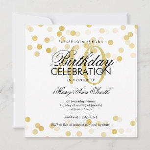 40th Birthday Party Faux Gold Foil Glitter Lights Invitation