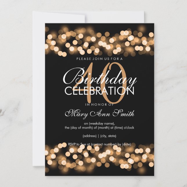 40th Birthday Party Faux Gold Hollywood Glam Invitation (Front)