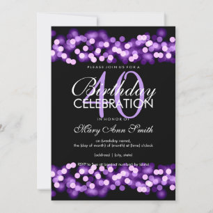 40th Birthday Party Faux Purple Hollywood Glam Invitation