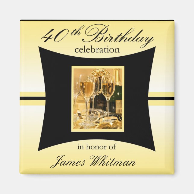 40th Birthday Party Favour/Souvenier Magnet (Front)