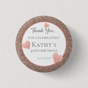 40th Birthday Party Favours Dark Champaign 3 Cm Round Badge