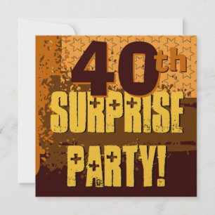 40th Birthday Party Festive Gold and Brown Stars Invitation