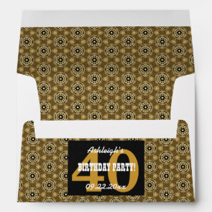 40th BIRTHDAY PARTY For Her Black and Gold Z11 Envelopes
