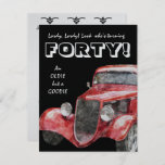 40th Birthday Party For Him - Classic Hotrod Car Invitation<br><div class="desc">This is a great way to invite friends, coworkers and family to celebrate somebody's fortieth birthday! A beautifully restored hot rod classic collector automobile was photographed, then transformed to resemble a water colour painting artwork masterpiece! Easily customise the reverse side with your party or event details. The front side has...</div>