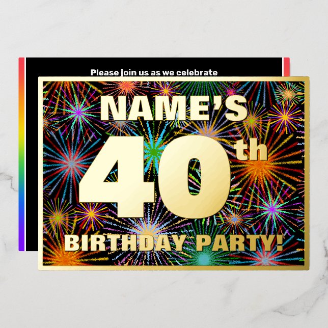 40th Birthday Party — Fun, Colourful Fireworks Loo (Front/Back)