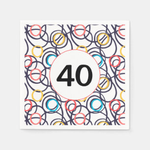 40th Birthday Party Funky Doodles  Napkin
