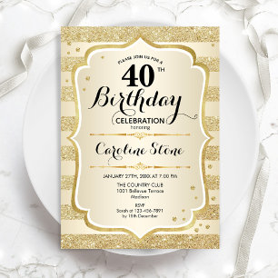 40th Birthday Party - Gold Invitation