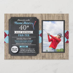 40th Birthday Party Golf Ball Photo Golfing Invite