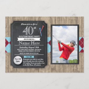 40th Birthday Party Golf Ball Photo Golfing Invite