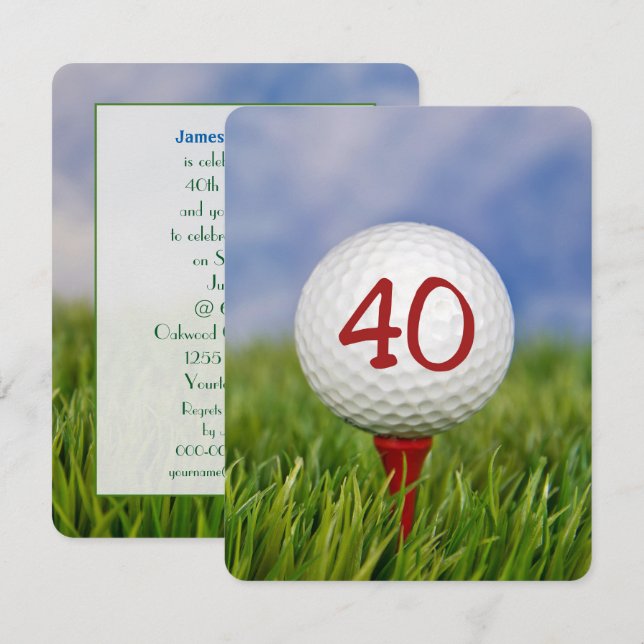 40th Birthday Party Golf theme Invitation (Front/Back)