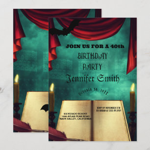 40th Birthday Party Gothic Red Invitation