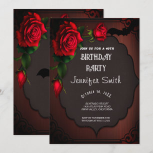 40th Birthday Party Gothic Red Invitation