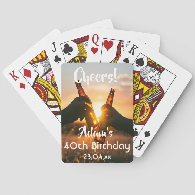 40th birthday party guys men cheers beer playing cards (Back)