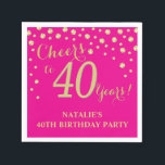 40th Birthday Party Hot Pink and Gold Diamond Napkin<br><div class="desc">40th Birthday Party Invitation with Hot Pink and Gold Glitter Diamond Background. Gold Confetti. Adult Birthday. Man or Woman Birthday. For further customisation,  please click the "Customise it" button and use our design tool to modify this template.</div>