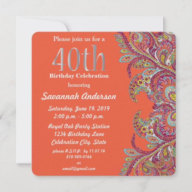 40th Birthday Party Invitation (Front)