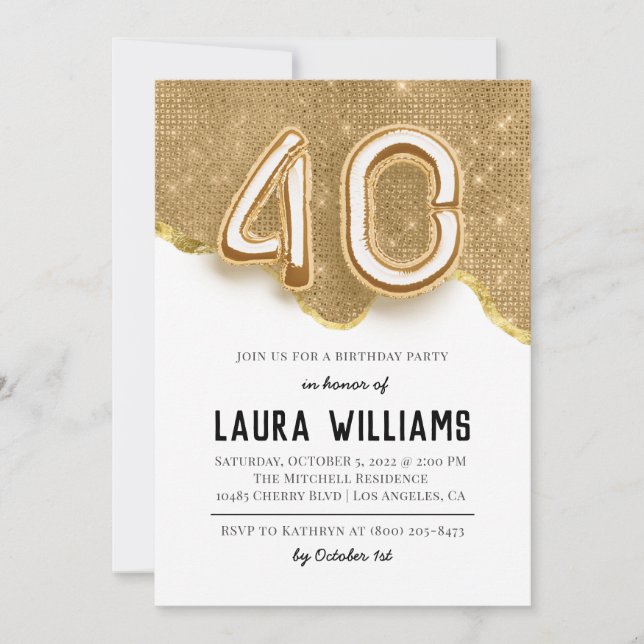 40th Birthday Party Invitation (Front)