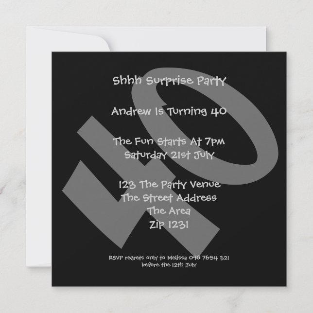 40th Birthday Party Invitation (Front)