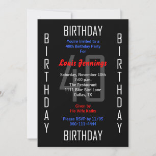 40th Birthday Party Invitation 40