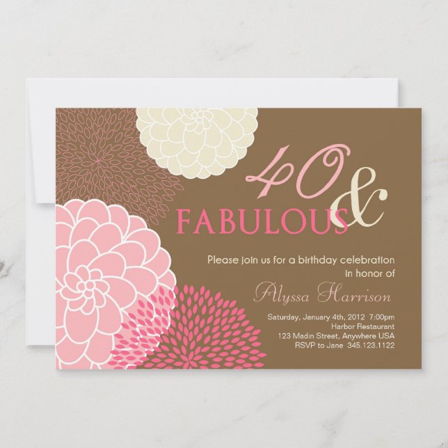 40th Birthday Party Invitation- 40 and Fabulous! Invitation (Front)