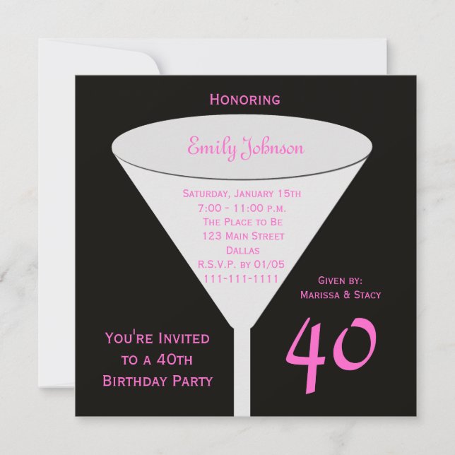 40th Birthday Party Invitation 40th Toast (Front)