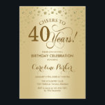 40th Birthday Party Invitation - Gold<br><div class="desc">40th Birthday Party Invitation.
Elegant design with faux glitter gold. Cheers to 40 Years! Message me if you need further customization.</div>