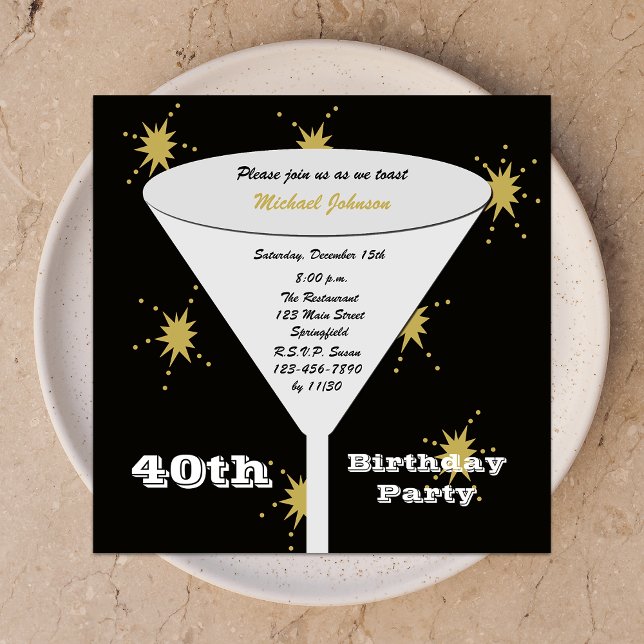 40th Birthday Party Invitation Gold 40th Toast (Creator Uploaded)