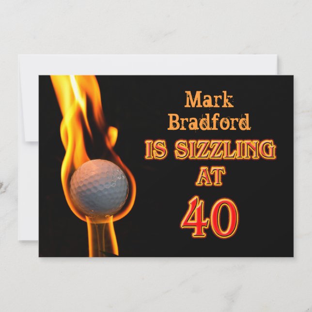 40th Birthday Party Invitation - Golf - Sizzling! (Front)