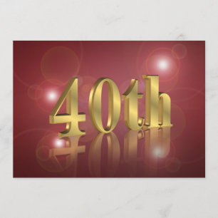 40th Birthday party invitation red and gold number