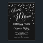 40th Birthday Party Invitation - Silver Black<br><div class="desc">40th Birthday Party Invitation
Elegant design with faux glitter silver and black. Cheers to 40 Years!</div>