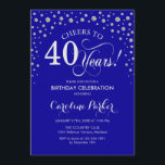 40th Birthday Party Invitation - Silver Royal Blue<br><div class="desc">40th Birthday Party Invitation.
Elegant design with faux glitter silver and royal blue. Cheers to 40 Years! Message me if you need further customization.</div>