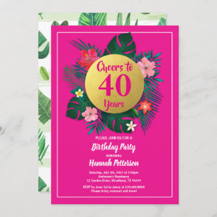 40th birthday party invitation tropical pink