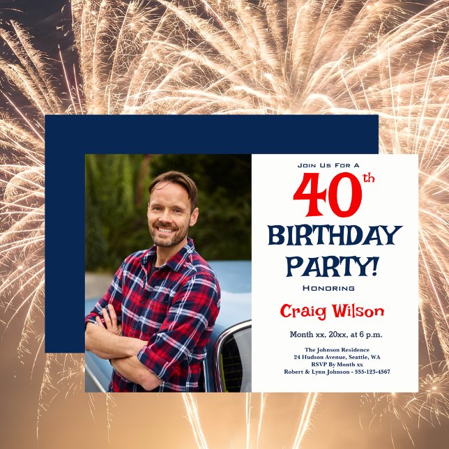 40th Birthday Party Invitation with Image (40th Birthday Party Invitation with Image)