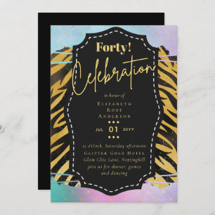 40th Birthday Party Invitations Glitter Glamour