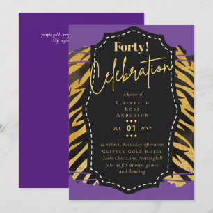 40th Birthday Party Invitations Glitter Glamour